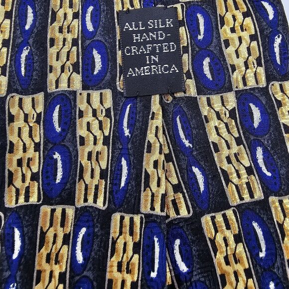 Mens Necktie JZ Richards Classic Designer 100% Silk Gold 59 By 4 Inch Vintage - Picture 4 of 6